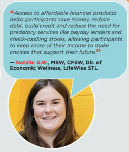 Director of economic wellness Natalie LifeWise stl quote in STL Community credit union annual report 2026