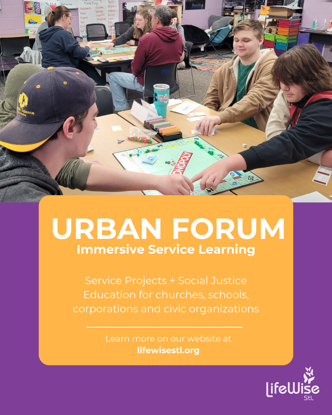 Urban Forum social justice service and education at LifeWise StL Urban Forum social justice service and education at LifeWise StL